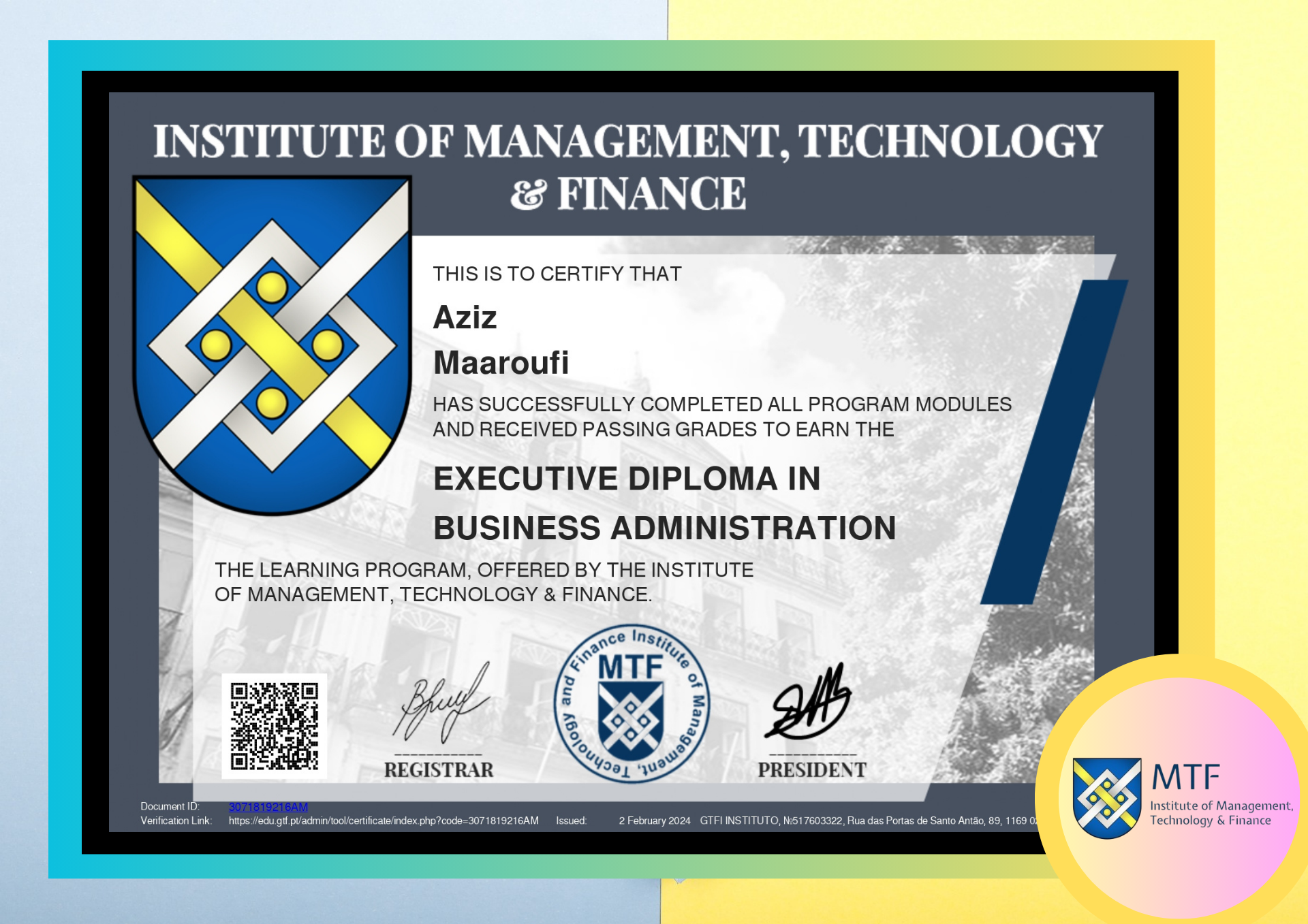 MTF Certificate 1