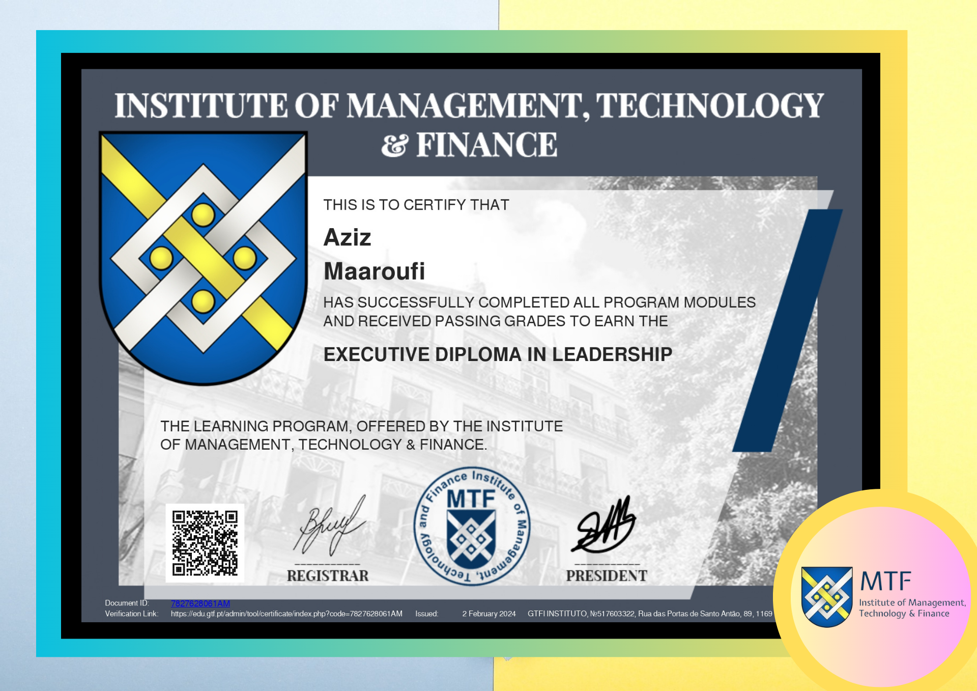 MTF Certificate 12