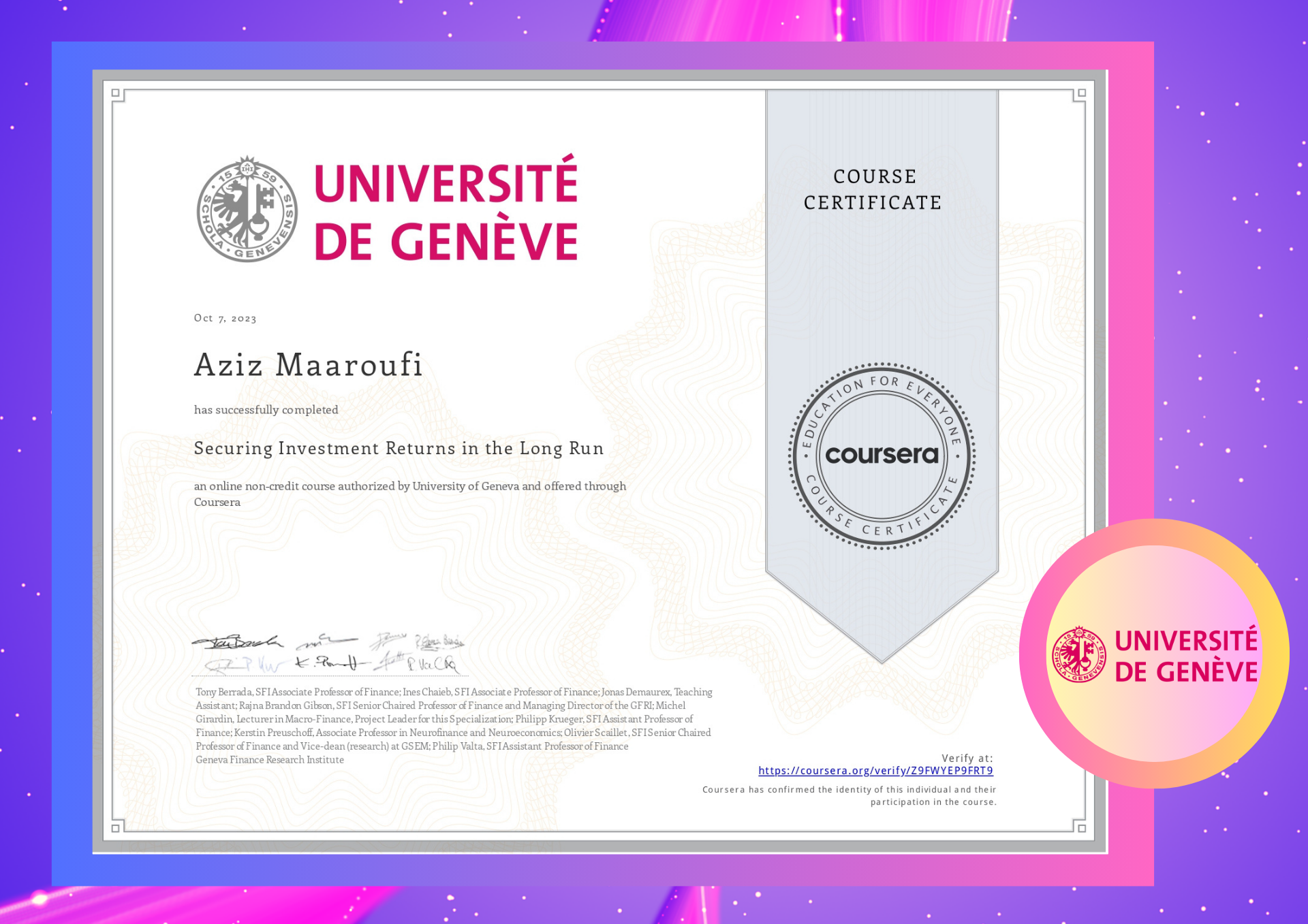 Geneva Certificate 5