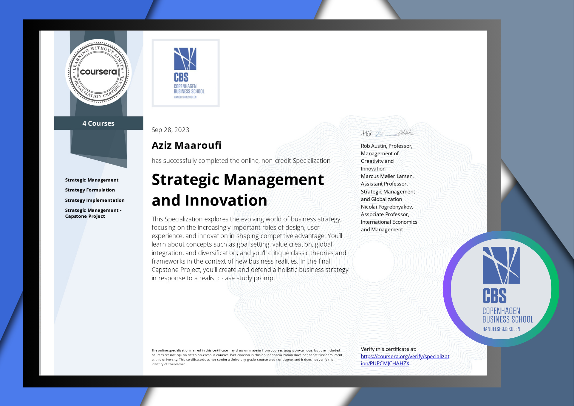 CBS Certificate 1