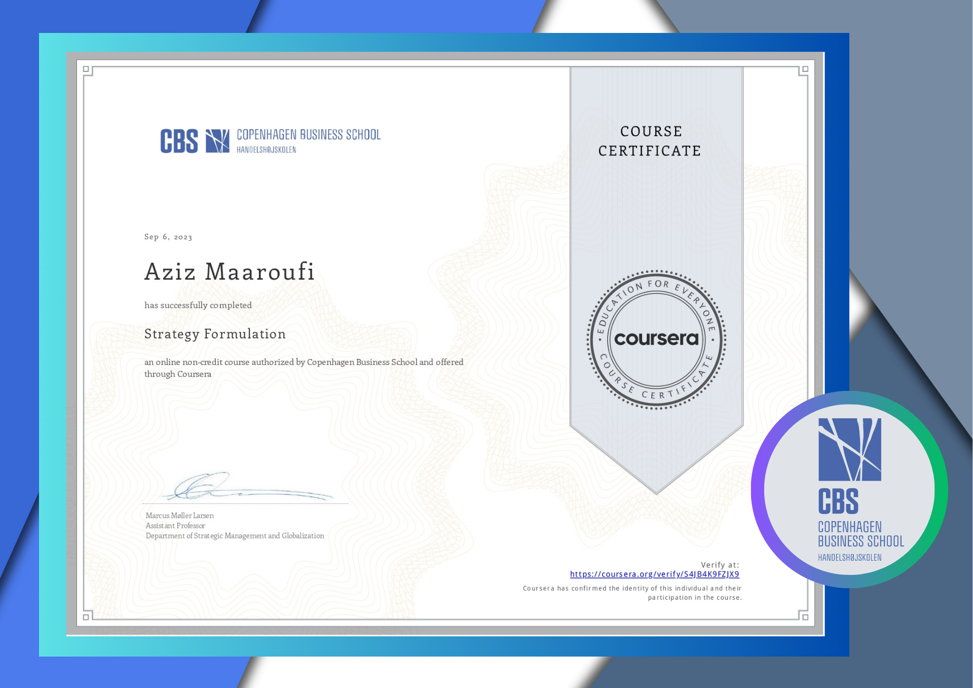 CBS Certificate 3