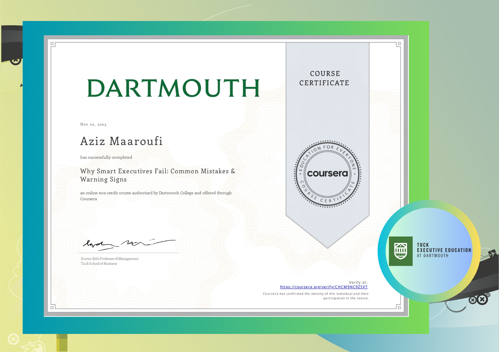 Dartmouth Certificate 2
