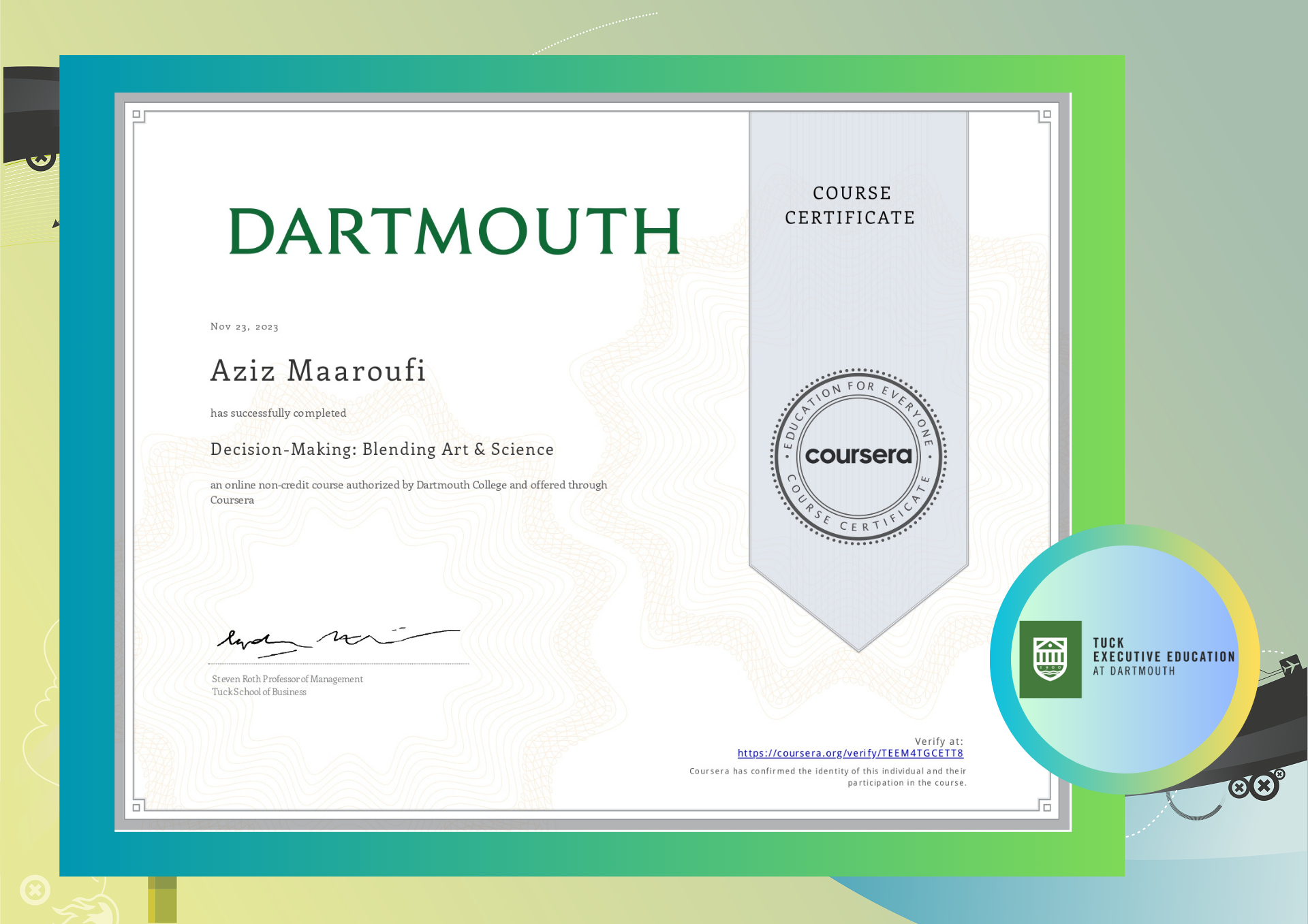 Dartmouth Certificate 3